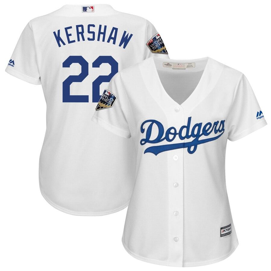 Clayton Kershaw Los Angeles Dodgers Majestic Women's World Series Cool Base Player Jersey – White 2019