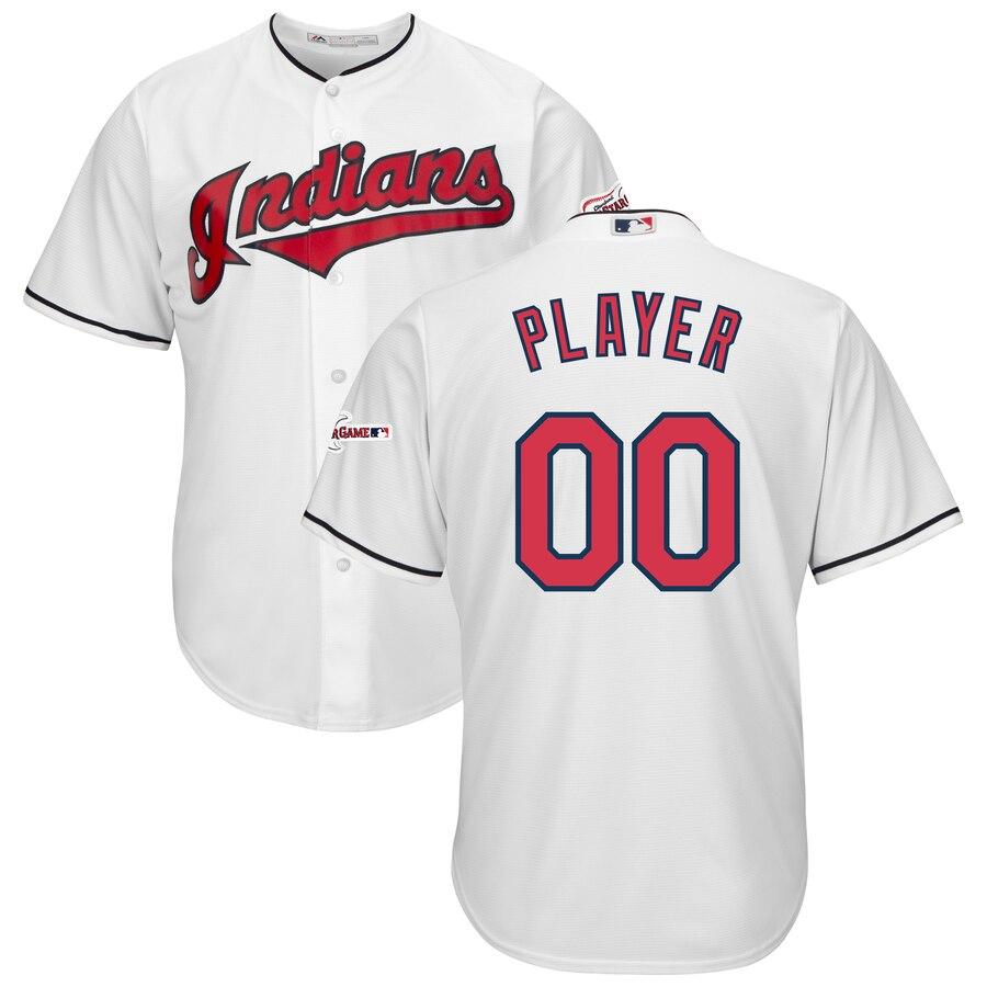 Cleveland Indians Majestic Home 2019 All-Star Game Patch Cool Base Custom Jersey – White 2019