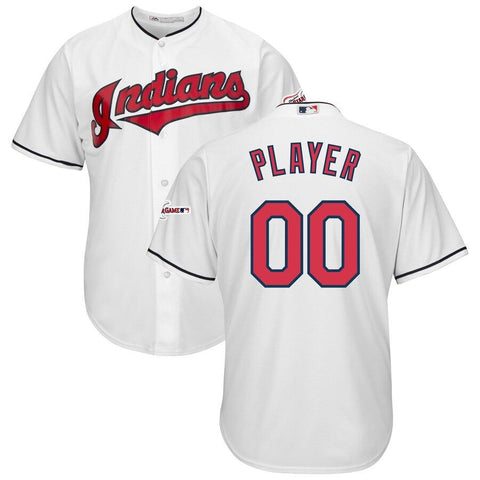 Cleveland Indians Majestic Home 2019 All-Star Game Patch Cool Base Custom Jersey – White 2019