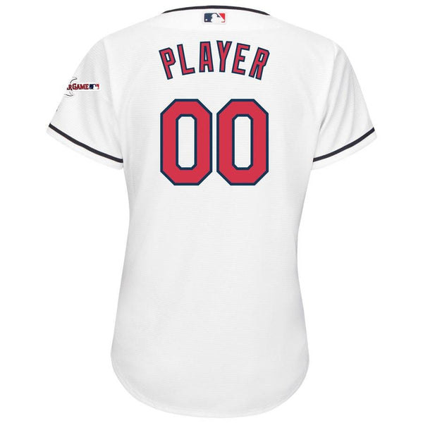 Cleveland Indians Majestic Women's Home 2019 All-Star Game Patch Cool Base Custom Jersey – White 2019