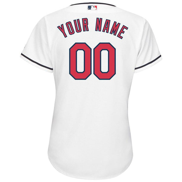 Cleveland Indians Majestic Women's Home Cool Base Custom Jersey - White 2019