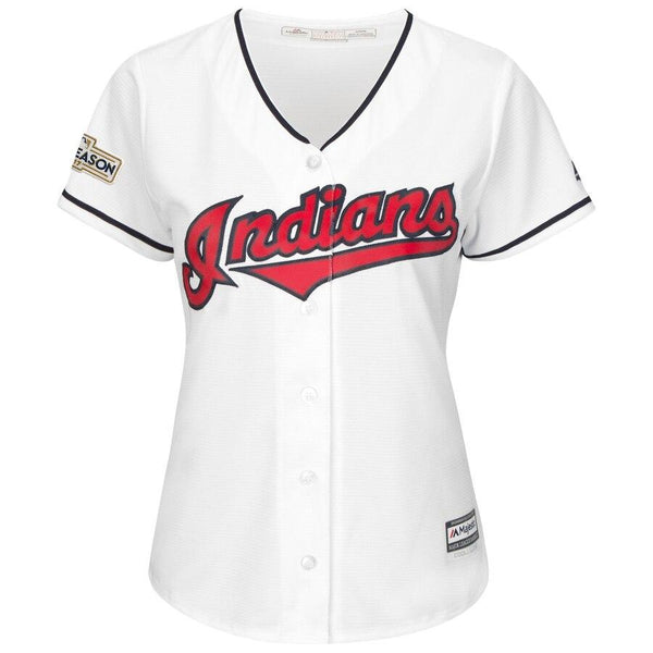 Cleveland Indians Majestic Women's Postseason Cool Base Team Jersey – White 2019