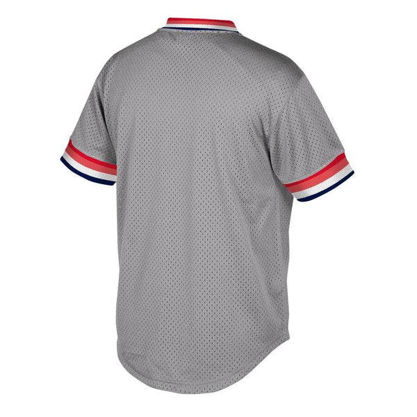 Cleveland Indians Mitchell &amp; Ness Cooperstown Collection Mesh Wordmark V-Neck Jersey – Gray 2019