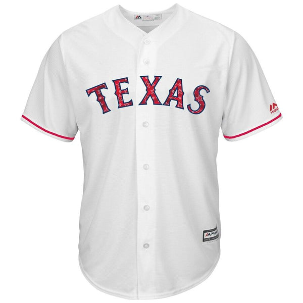 Cole Hamels Texas Rangers Majestic Stars &amp; Stripes Cool Base Player Jersey - White 2019
