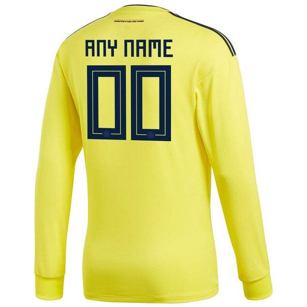 Colombia National Team Home Replica Custom Long Sleeve Jersey - Yellow 2019