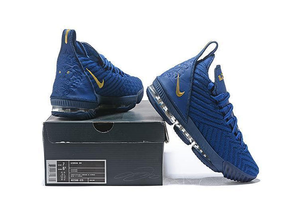 Nike Lebron XVI 16 EP Dark Blue Gold Men Shoes Sale Size US7,8,8.5,9,10,11,12