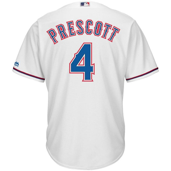 Dak Prescott Texas Rangers Majestic NFL x MLB Crossover Cool Base Player Jersey - White 2019