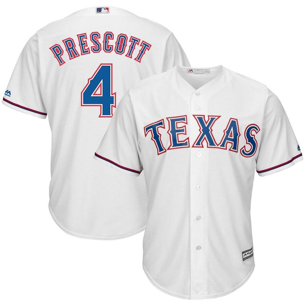 Dak Prescott Texas Rangers Majestic NFL x MLB Crossover Cool Base Player Jersey - White 2019