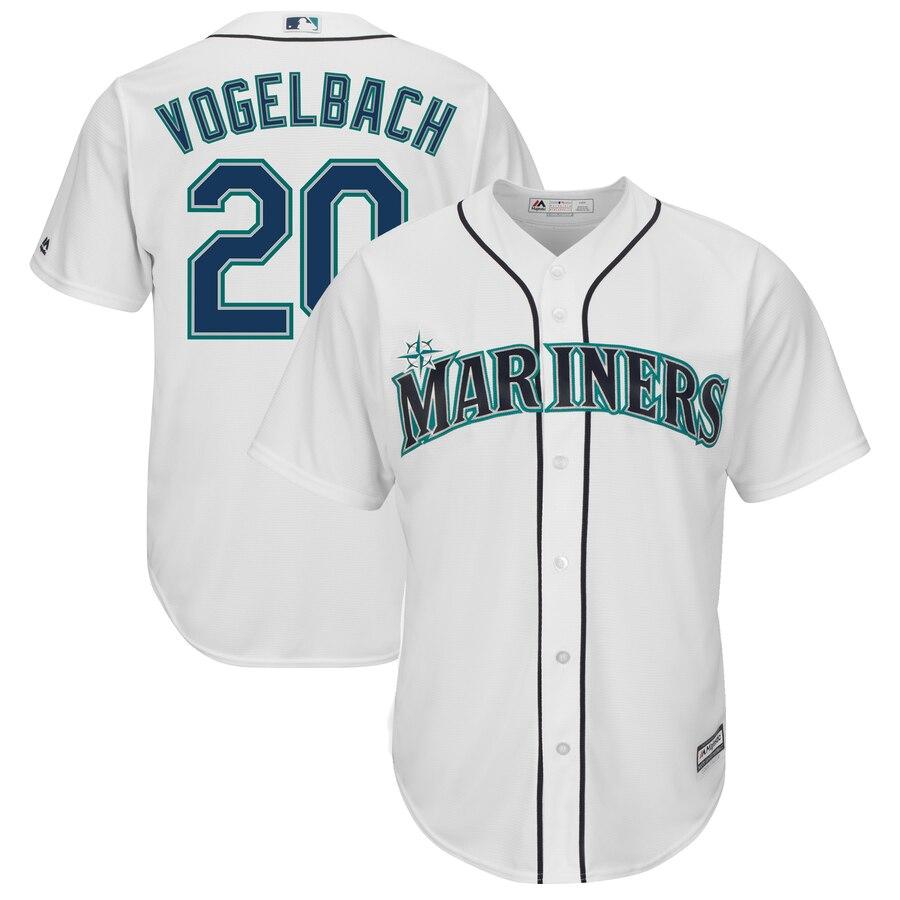 Dan Vogelbach Seattle Mariners Majestic Home Cool Base Replica Player Jersey - White 2019