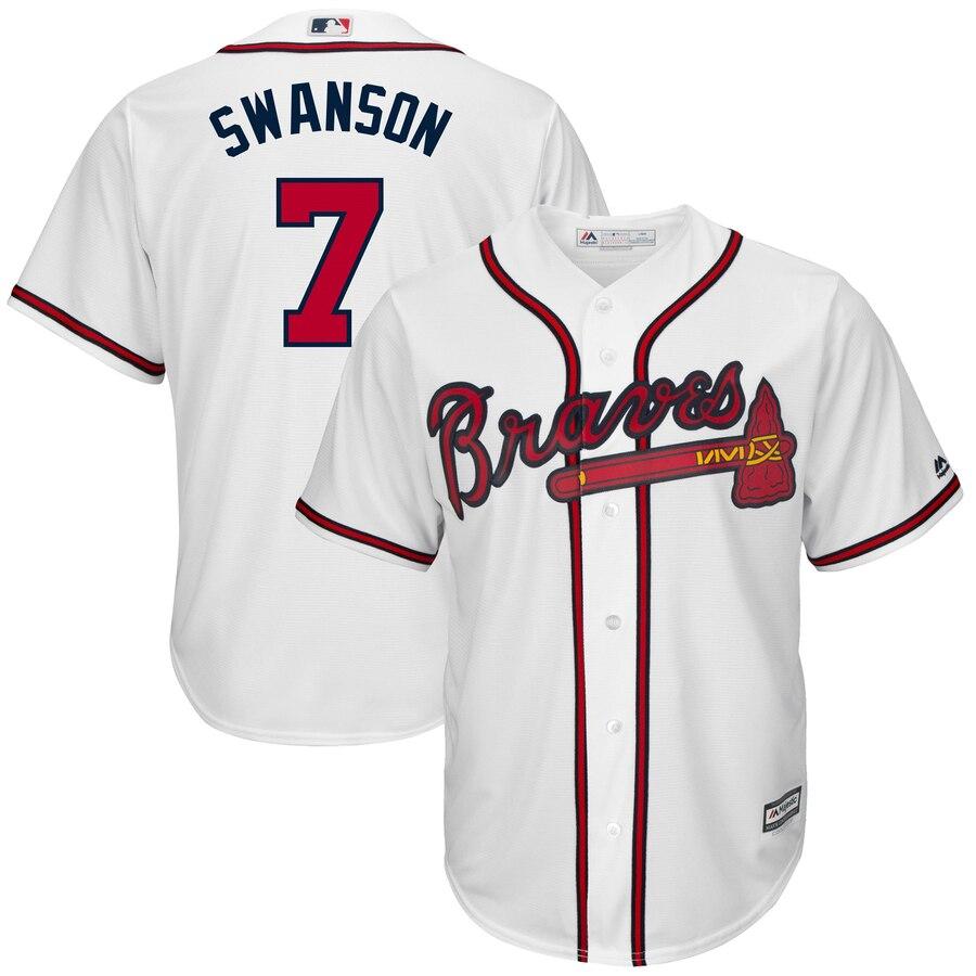 Dansby Swanson Atlanta Braves Majestic Home Official Cool Base Replica Player Jersey - White 2019