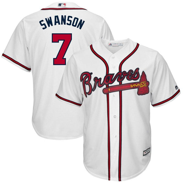 Dansby Swanson Atlanta Braves Majestic Home Official Cool Base Replica Player Jersey - White 2019