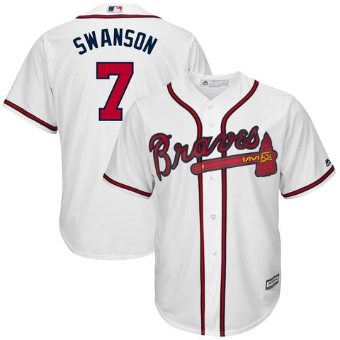 Dansby Swanson Atlanta Braves Majestic Home Official Cool Base Replica Player Jersey - White 2019
