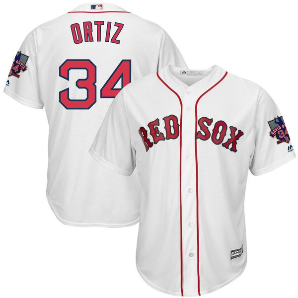 David Ortiz Boston Red Sox Majestic Cool Base Jersey with Retirement Patch - White 2019
