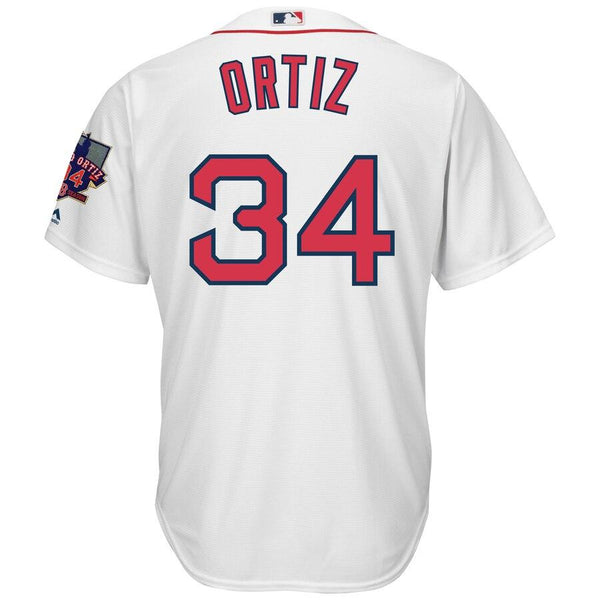 David Ortiz Boston Red Sox Majestic Cool Base Jersey with Retirement Patch - White 2019