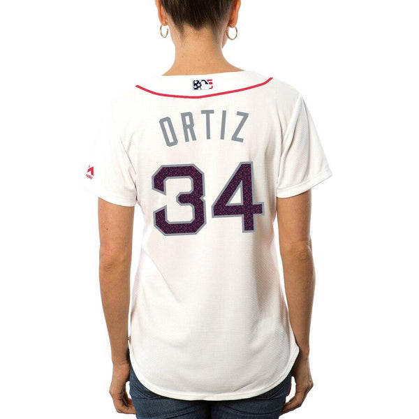 David Ortiz Boston Red Sox Majestic Women's Fashion Stars &amp; Stripes Cool Base Player Jersey - White 2019