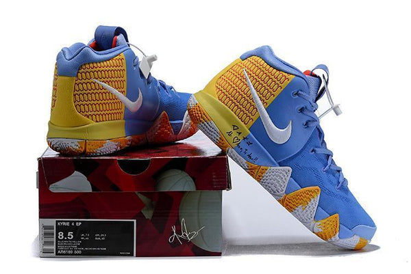 Nike Kyrie 4 Blue Yellow White  Men Basketball Shoes Sale Size US 7,8,8.5,9.5,10,11,12