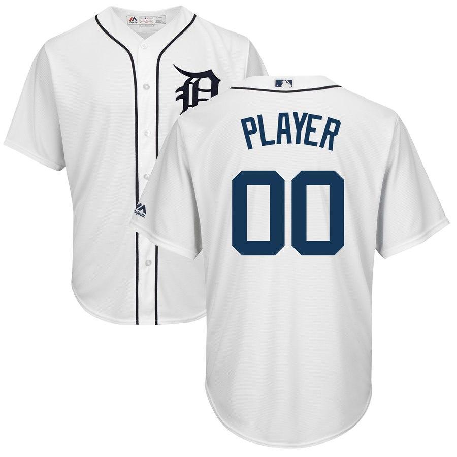 Detroit Tigers Majestic Home Cool Base Custom Jersey – White 2019