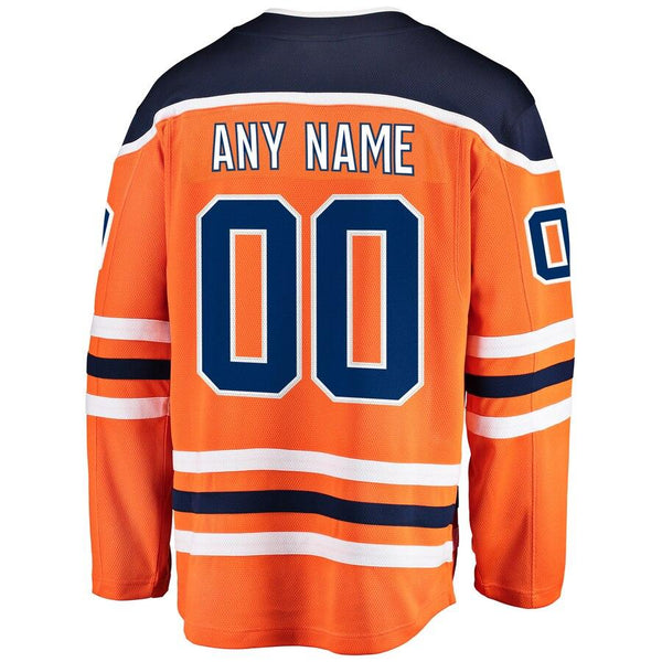 Edmonton Oilers Home Breakaway Custom Jersey - Orange 2019