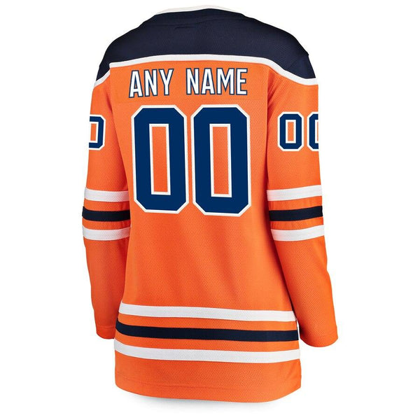 Edmonton Oilers Women's Home Breakaway Custom Jersey - Orange 2019