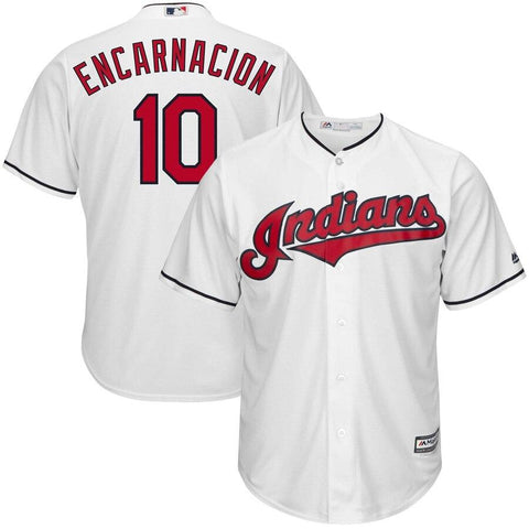 Edwin Encarnacion Cleveland Indians Majestic Official Cool Base Player Jersey - White 2019