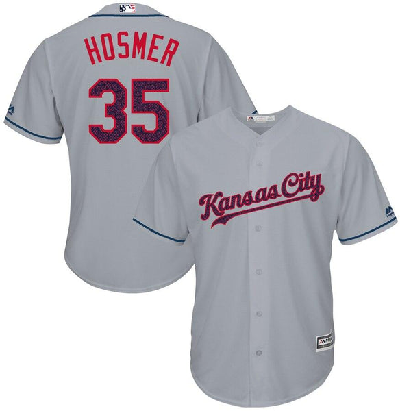 Eric Hosmer Kansas City Royals Majestic Fashion Stars &amp; Stripes Cool Base Player Jersey - Gray 2019