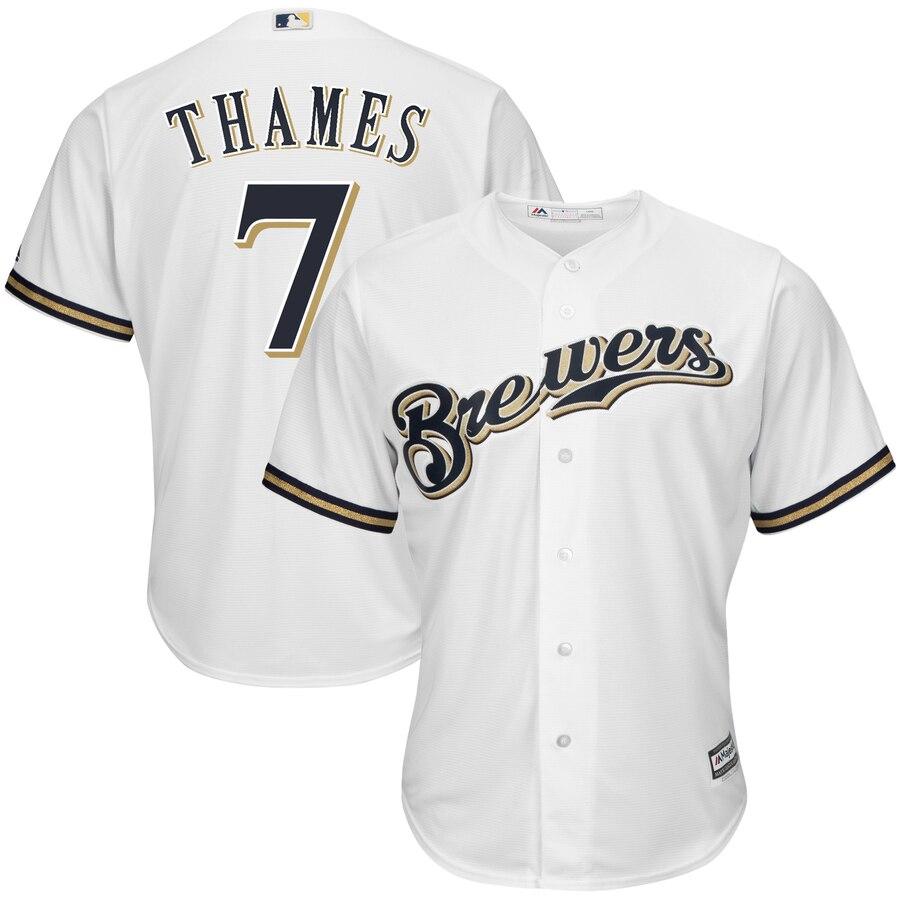 Eric Thames Milwaukee Brewers Majestic Cool Base Jersey - White 2019