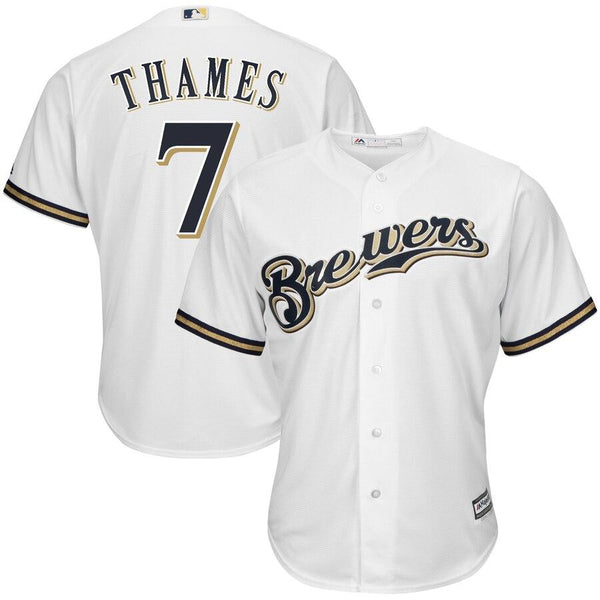 Eric Thames Milwaukee Brewers Majestic Cool Base Jersey - White 2019