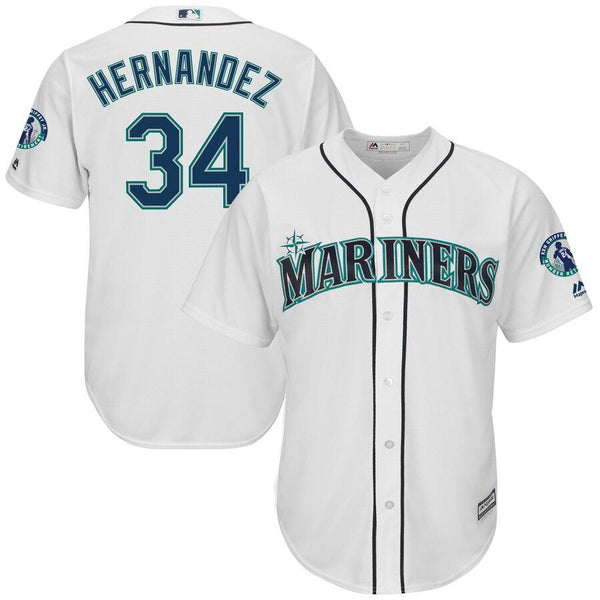 Felix Hernandez Seattle Mariners Majestic Griffey Retirement Day Patch Cool Base Player Jersey - White 2019