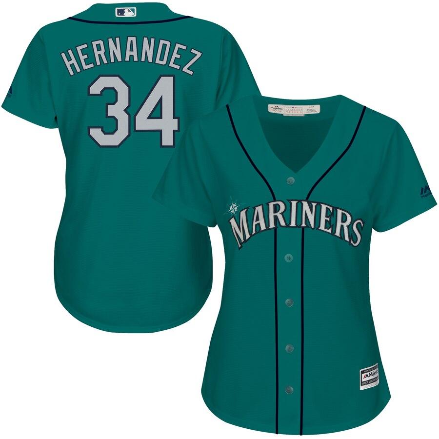Felix Hernandez Seattle Mariners Majestic Women's Cool Base Player Jersey - Northwest Green 2019