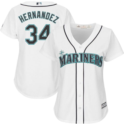 Felix Hernandez Seattle Mariners Majestic Women's Cool Base Player Jersey - White 2019