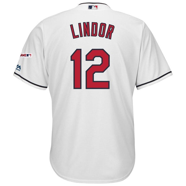 Francisco Lindor Cleveland Indians Majestic Home 2019 All-Star Game Patch Cool Base Player Jersey – White 2019