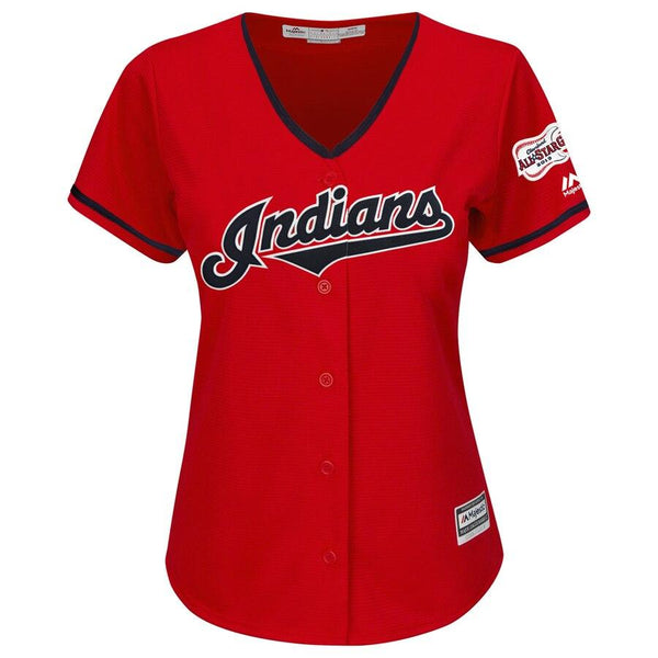 Francisco Lindor Cleveland Indians Majestic Women's Alternate 2019 All-Star Game Patch Cool Base Player Jersey – Scarlet 2019