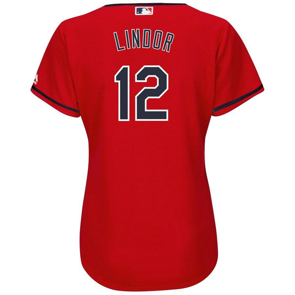 Francisco Lindor Cleveland Indians Majestic Women's Alternate 2019 Cool Base Player Jersey – Scarlet 2019