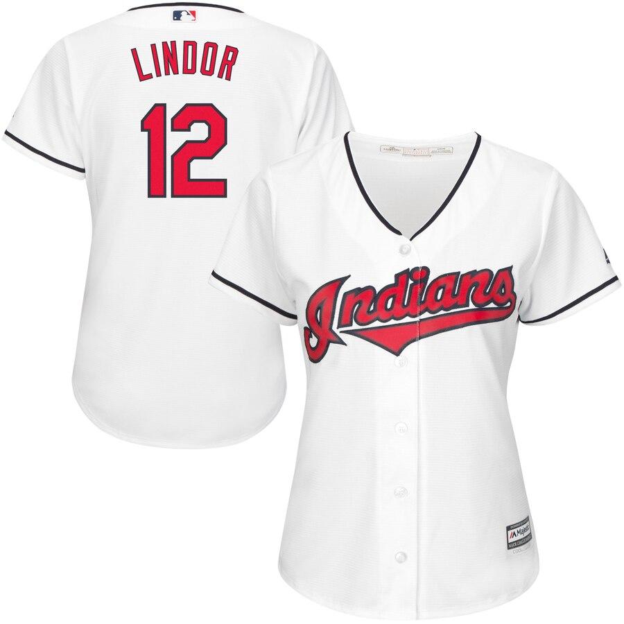 Francisco Lindor Cleveland Indians Majestic Women's Cool Base Player Jersey - White 2019