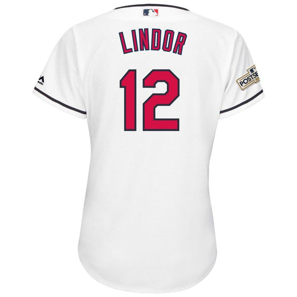 Francisco Lindor Cleveland Indians Majestic Women's Postseason Cool Base Player Jersey – White 2019