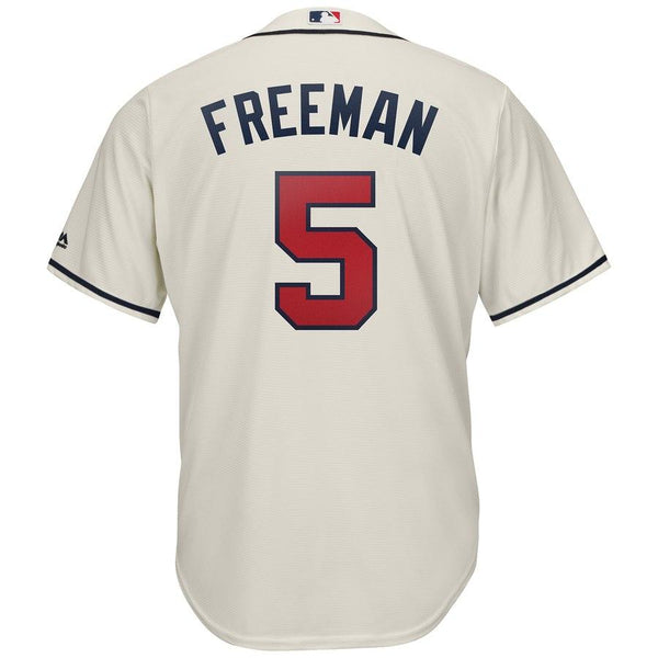 Freddie Freeman Atlanta Braves Majestic Official Cool Base Player Jersey – Cream 2019
