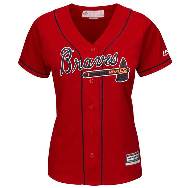Freddie Freeman Atlanta Braves Majestic Women's 2019 Alternate Cool Base Player Jersey - Scarlet 2019