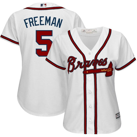 Freddie Freeman Atlanta Braves Majestic Women's Cool Base Player Jersey - White 2019