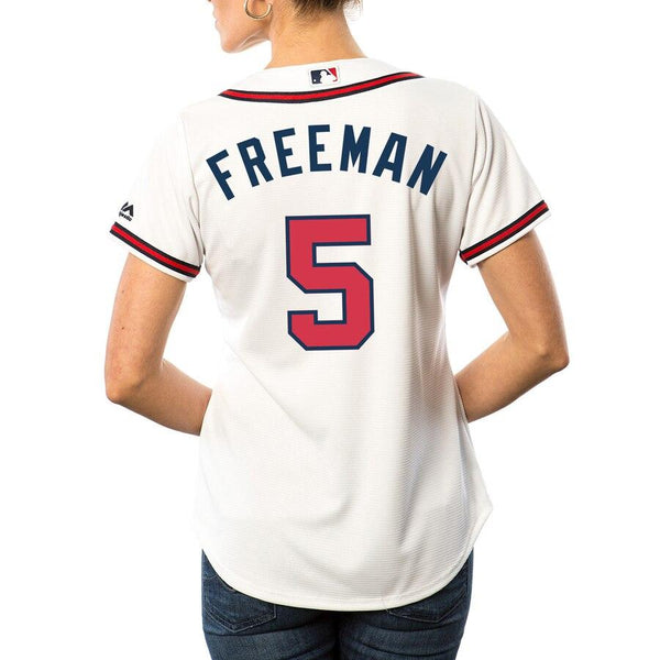 Freddie Freeman Atlanta Braves Majestic Women's Cool Base Player Jersey - White 2019