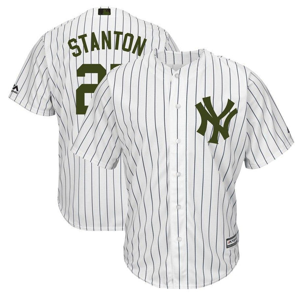 Giancarlo Stanton New York Yankees Majestic Memorial Day Cool Base Player Jersey - White 2019