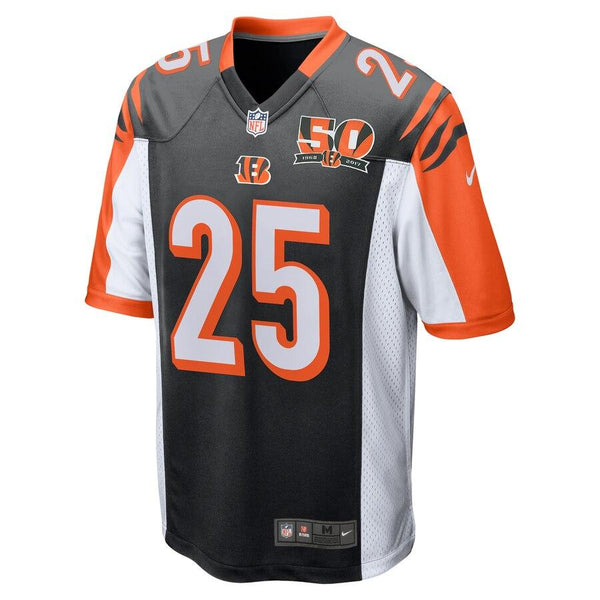 Giovani Bernard Cincinnati Bengals 50th Anniversary Patch Game Jersey - Black 2019