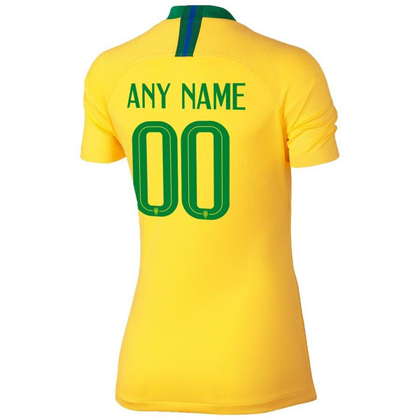 Brazil National Team Women's Home Replica Stadium Custom Jersey – Gold/Green 2019