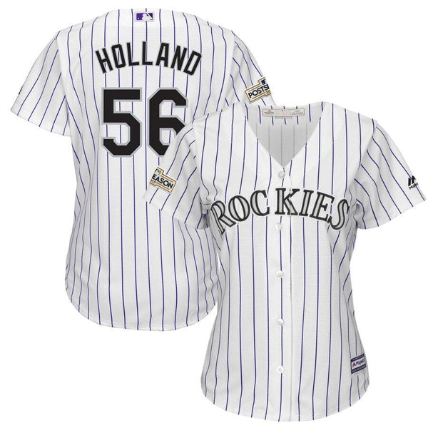 Greg Holland Colorado Rockies Majestic Women's Postseason Cool Base Player Jersey – White 2019