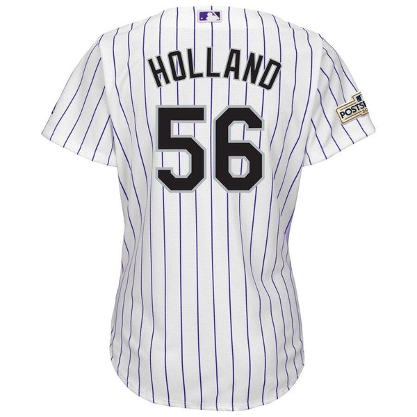Greg Holland Colorado Rockies Majestic Women's Postseason Cool Base Player Jersey – White 2019