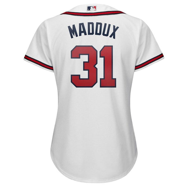 Greg Maddux Atlanta Braves Majestic Women's 2019 Home Cool Base Player Jersey – White 2019