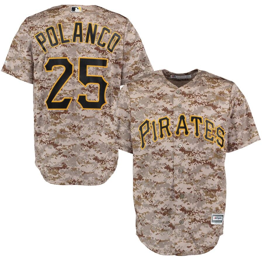 Gregory Polanco Pittsburgh Pirates Majestic Alternate Official Cool Base Player Replica Jersey - Camo 2019
