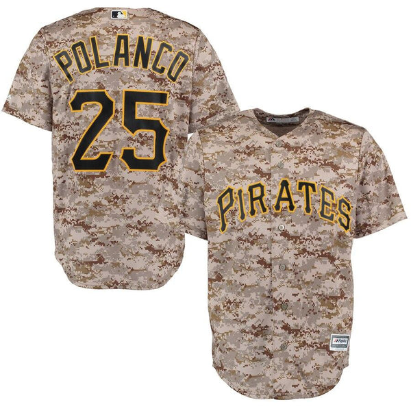 Gregory Polanco Pittsburgh Pirates Majestic Alternate Official Cool Base Player Replica Jersey - Camo 2019