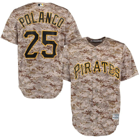 Gregory Polanco Pittsburgh Pirates Majestic Alternate Official Cool Base Player Replica Jersey - Camo 2019