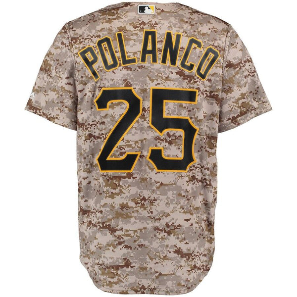 Gregory Polanco Pittsburgh Pirates Majestic Alternate Official Cool Base Player Replica Jersey - Camo 2019