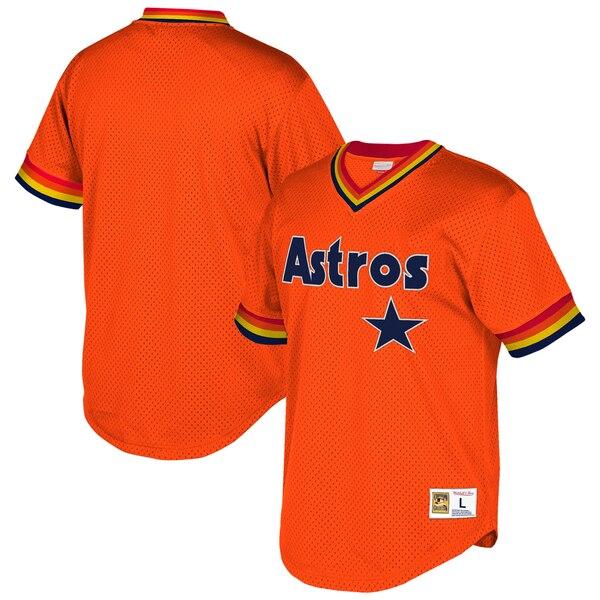 Houston Astros Mitchell &amp; Ness Cooperstown Collection Mesh Wordmark V-Neck Jersey – Orange 2019